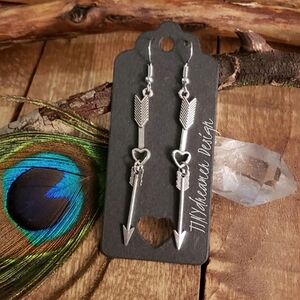 Long dangling ARROW & HEART earrings Gypsy Tribal Bohemian Arrow Jewelry